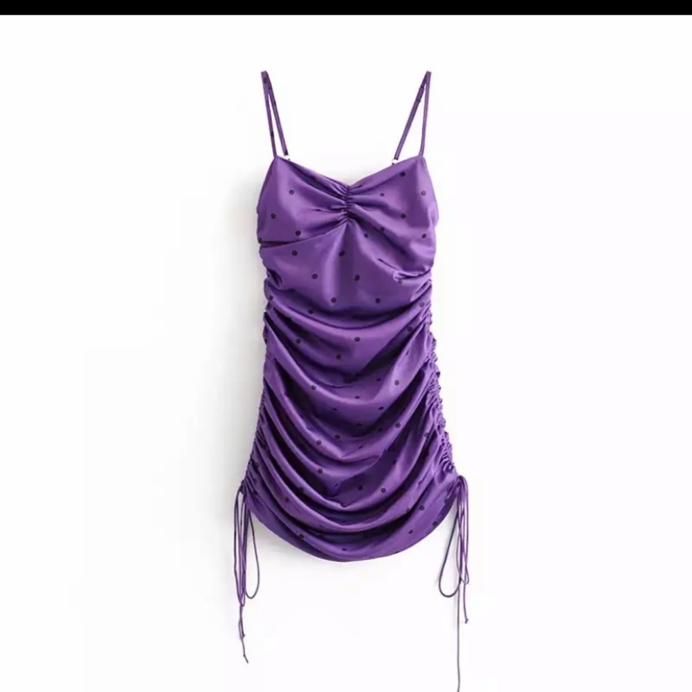 Purple Mini Dress with cinched sides